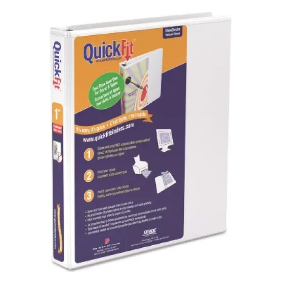 Stride QuickFit D-Ring View Binder 1" Capacity 8 1/2 x 11 White 87010 image {4}