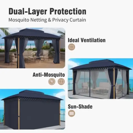 Captiva Designs 10x13 Patio Gazebo with Screened Canopy & Mosquito Netting &ndash; Heavy Duty Outdoor Shelter for Lawn and Garden image {2}