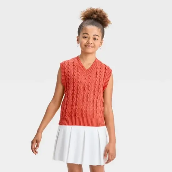 Girls' Cable Knit Sweater Vest - art class&trade; image {3}