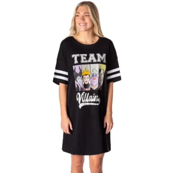 Disney Villains Womens' Ursula Maleficent Nightgown Pajama Shirt Dress Black image {4}