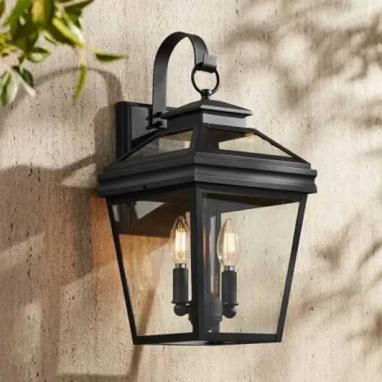 John Timberland Stratton Street Rustic Outdoor Wall Light Fixture Texturized Black 16 1/2" Clear Glass for Post Exterior Barn Deck House Porch Yard image {8}
