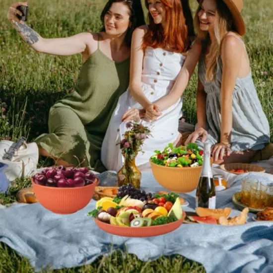 Itopfox 48 Pcs Dinnerware Sets, Unbreakable Plates & Bowls, Reusable for 4, Travel Camping Picnic Home Party Cutlery Set, Dishwasher Microwave Safe image {7}