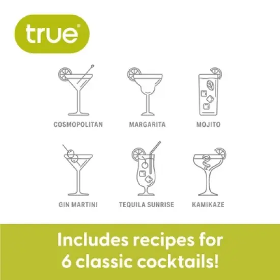 True Smoke Recipe Shaker, Tinted Plastic Cocktail Shaker, Includes 7 Drink Recipes with Measurements, Gray Finish image {3}