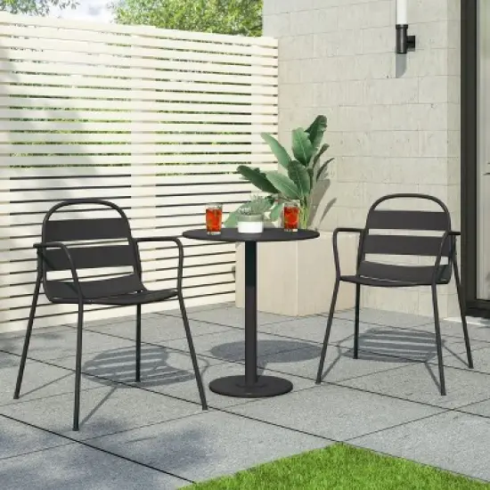 Christopher Knight Home Corey 3 Piece Outdoor Modern Metal Bistro Set with Open Slat Design image {9}