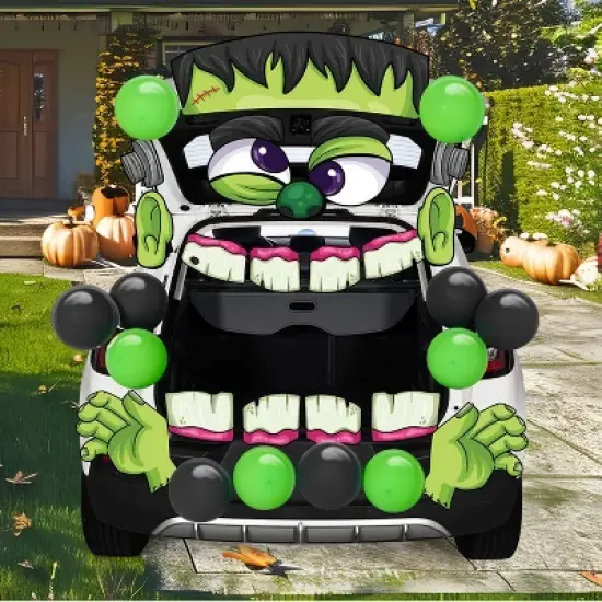 Joyfy Halloween Frankenstein Trunk or Treat Car Decorations Kit for SUV,  Halloween Archway Garage Door Decor Props, Car Stickers with Balloons image {2}