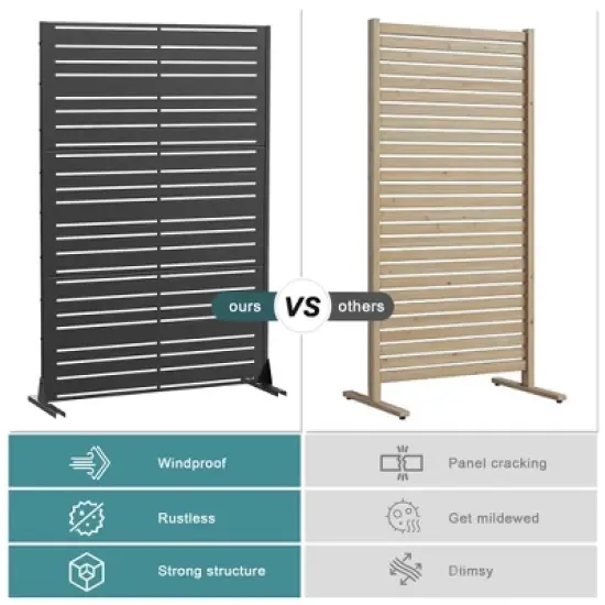 PexFix 72 in. H x 47 in. W Black Outdoor Metal Privacy Screen Garden Fence Wall Applique image {6}