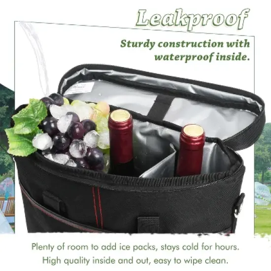 Tirrinia Wine Gift Bag, 3 Bottle Carrier Tote, Insulated Padded Wine Cooler Bag with Handle and Shoulder Strap, Gifts for Wine Lovers image {2}