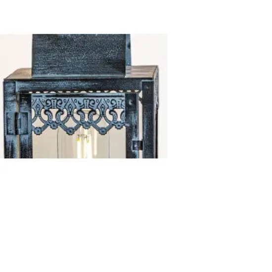 13" Decorative Lighted Outdoor Lantern Black/Gray - Ultimate Innovations image {2}