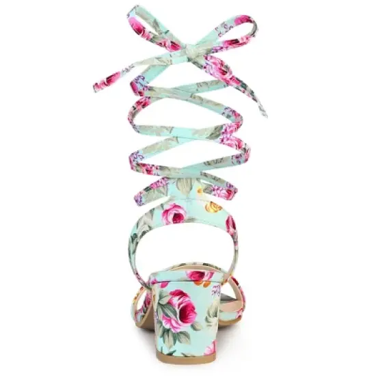 Allegra K Women's Block Heel Lace Up Heel Sandals image {2}