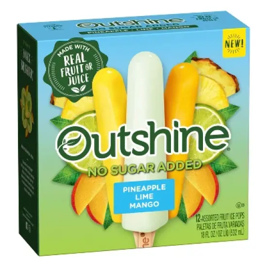 Outshine No Sugar Added Pineapple, Lemon, and Mango Frozen Fruit Mini Pops Variety Pack - 18 fl oz/12ct image {5}