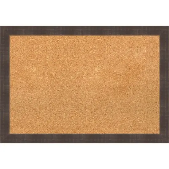 Amanti Art Whiskey Brown Rustic Wood Framed Corkboard, Grey Cork image {8}