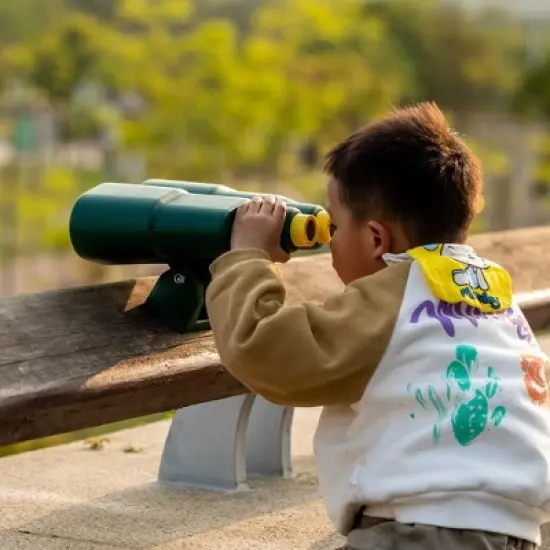 PLAYBERG Green and Yellow Plastic Outdoor Gym Playground Pirate Ship Double Telescope, Kids Treehouse Toy Accessories Binocular image {2}