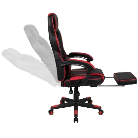 Flash Furniture Gaming Desk with Cup Holder/Headphone Hook/Removable Mousepad Top & Reclining Back/Arms Gaming Chair with Footrest image {10}