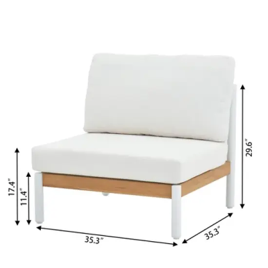 Decksplore 6 Piece Teak Seating Group Outdoor Sectional Set, Indoor-Outdoor Conversation Set L-Shaped Sofa with Dining Table image {3}