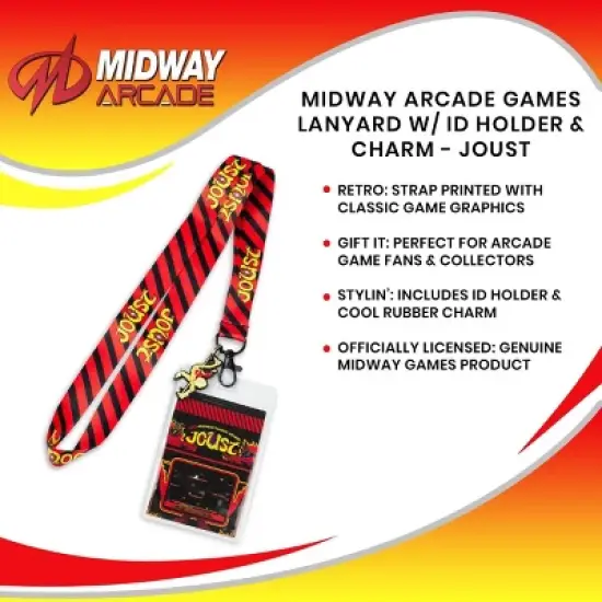 Crowded Coop, LLC Midway Arcade Games Lanyard w/ ID Holder & Charm - Joust image {6}