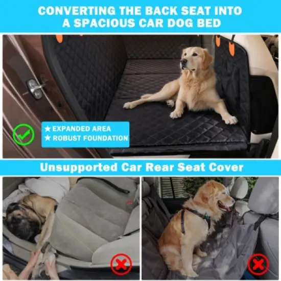 JOEJOY Back Seat Extender for Large Dogs - Hard Bottom Supports 330 lb, Oxford Waterproof Nonslip Dog Car Seat Cover image {1}