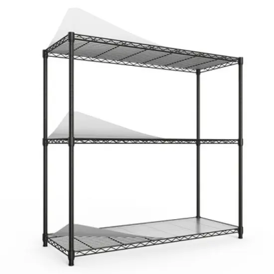 FONTOI Baker's Racks, 3 Tier Wire Shelf, Utility Metal Large Storage Rack, Height Adjustable Heavy Duty Organizer, Black, 48"*22"*18" image {5}
