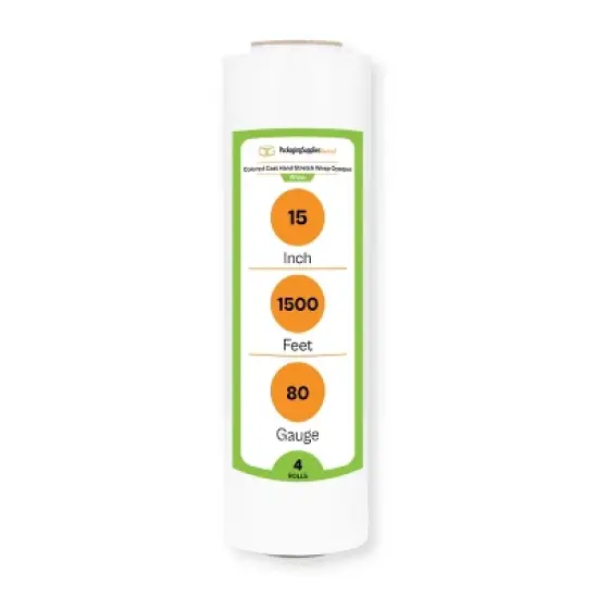 PSBM 4 Rolls Dark White 15 in. x 1500 Ft. 80 Gauge Cast Hand Pallet Stretch Wrap image {6}