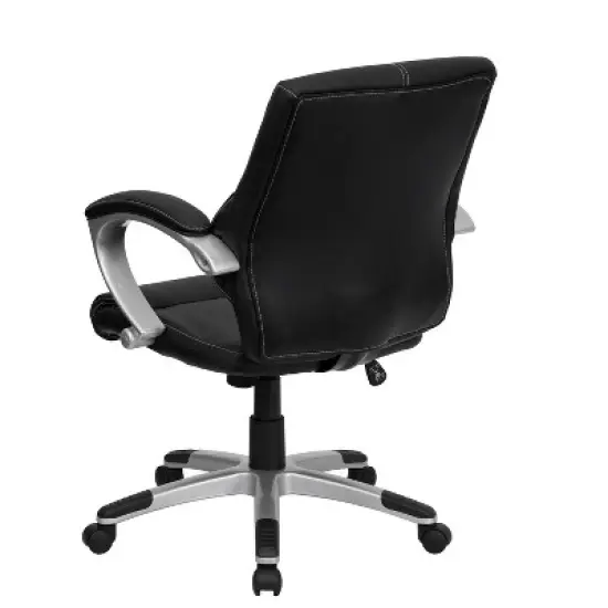 Flash Furniture Bodie Mid-Back Black LeatherSoft Contemporary Swivel Manager's Office Chair with Arms image {4}