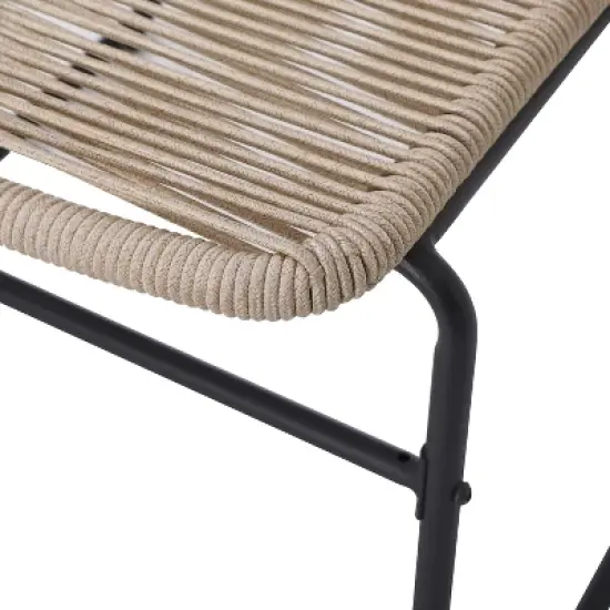 Christopher Knight Home Brook Modern Outdoor Iron and Rope Weave Club Chairs (Set of 2) image {7}