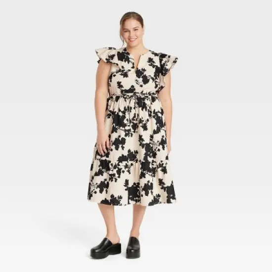 Women's Flutter Short Sleeve Midi Dress - A New Day&trade;  image {3}