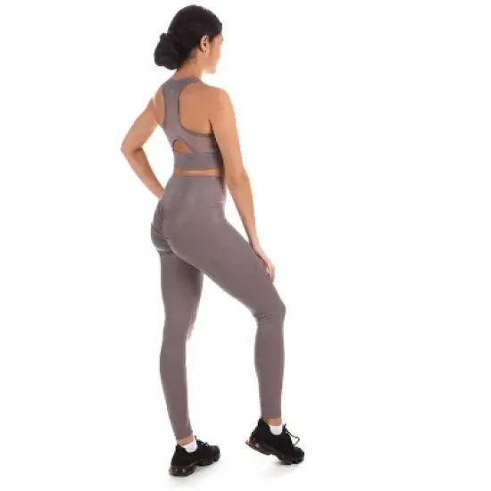 Memoi Women's Metallic Print Racerback Sports Bra with Removable Cups image {6}