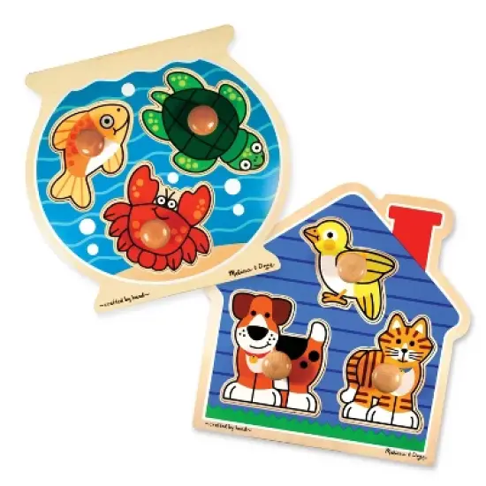 Melissa & Doug Animals Jumbo Knob Wooden Puzzles Set - Fish and Pets 6pc image {3}