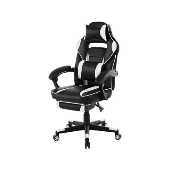 360&deg; Swivel Gaming Chair with Retractable Footrest, Adjustable Height PU Leather Computer Chair, Ergonomic Lumbar & Headrest Support for Play Room, image {7}