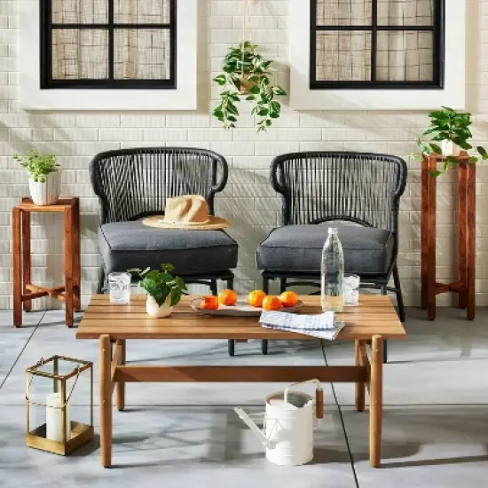 Slat Wood Outdoor Coffee Table - Natural - Hearth & Hand&trade; with Magnolia image {1}