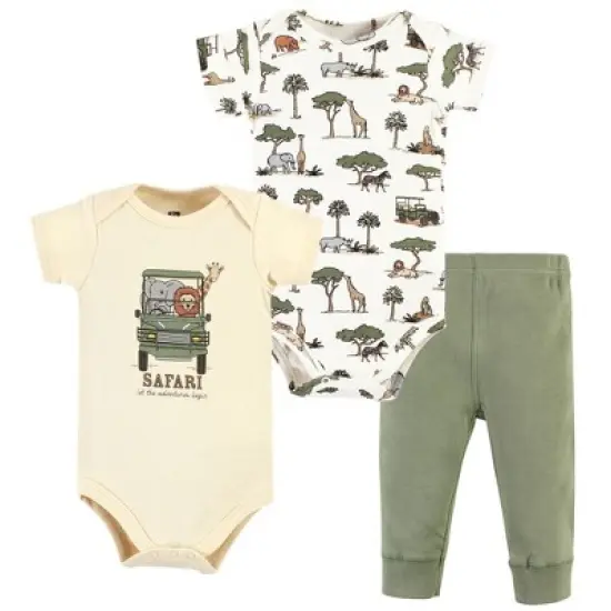 Hudson Baby Infant Boy Cotton Bodysuit and Pant Set, Going On Safari Short Sleeve image {5}