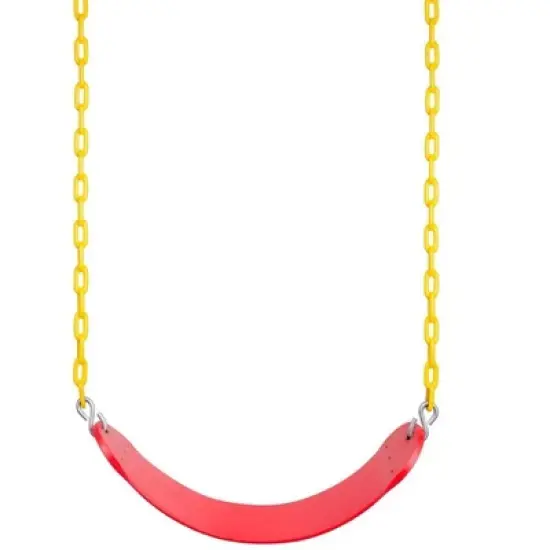 New Bounce Swing Seat with Heavy Duty Rust-Proof Chain Coated for Safety and Comfort - Outdoor Swings for Kids and Adults  - 2 Pack - Red image {1}