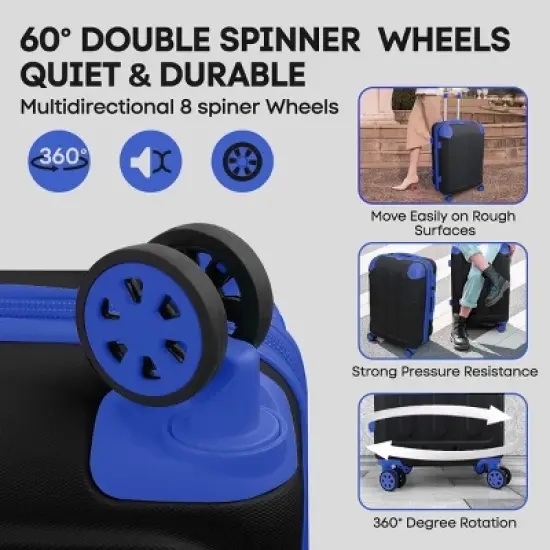 New York Xpress EL-2401 3PC Luggage Hardshell Expandable with 4 Spinner Wheels, Lightweight, 20" 24" 28" image {1}