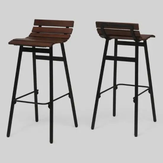 Set of 2 Pepperwood Wooden Barstool - Christopher Knight Home image {5}
