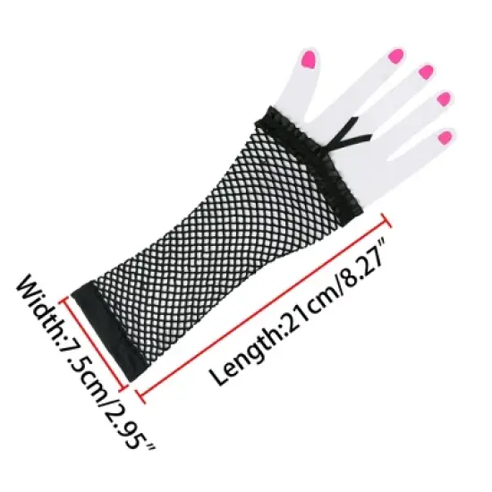 Unique Bargains Women's Elastic Fabric Fingerless Fishnet Arm Warmers image {2}