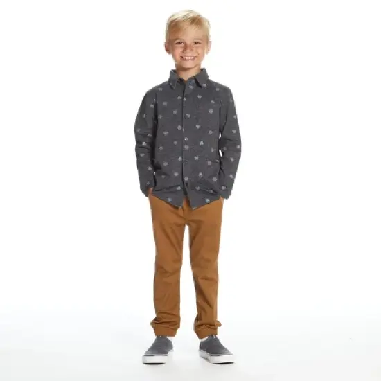 Andy & Evan Toddler Boys Pique Knit Buttondown Grey, Size 3T image {3}