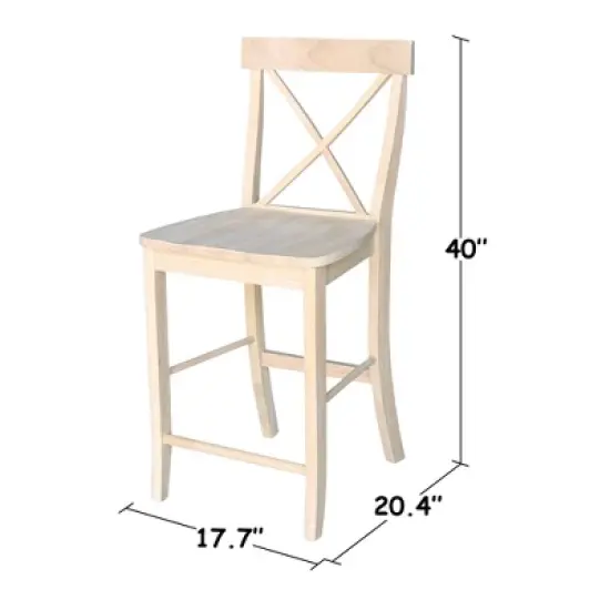 X Back Counter Height Barstool Unfinished - International Concepts image {5}