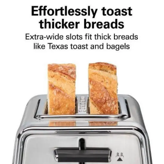 Hamilton Beach Modern Chrome 2-Slice Toaster - 22785: Stainless Steel, Bagel & Defrost Options, Extra Wide Slots image {4}