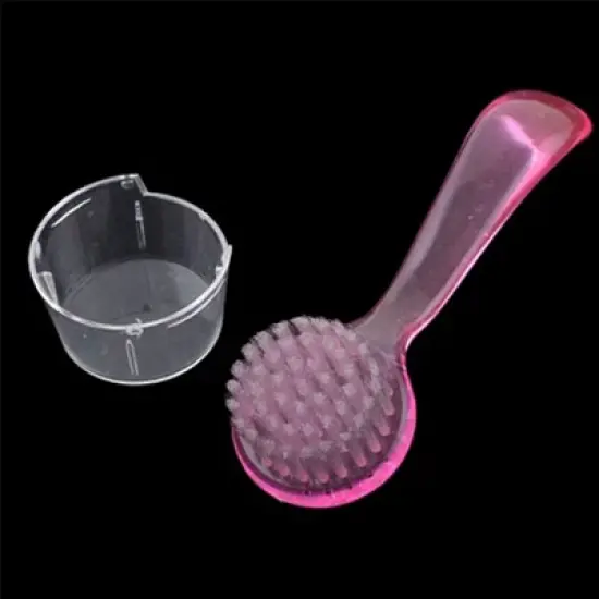 Unique Bargains Plastic Soft Bristles Compact Size Face Cleaning Brush Pink image {1}