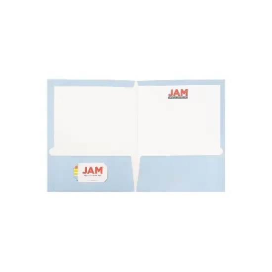 JAM Paper Laminated Two-Pocket Glossy Presentation Folders Baby Blue 31225346A image {2}