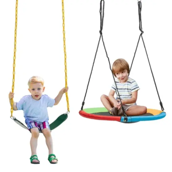 Infans Swing Frame Stand with 2 Swing Set Swing Sets for Backyard w/Ground Stakes image {2}