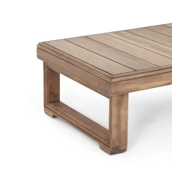 Westchester Outdoor Acacia Wood Rectangular Coffee Table Brown Wash - Christopher Knight Home image {5}