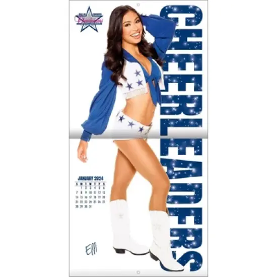 Lang 2024 Wall Calendar 24"x12" Dallas Cowboy Cheerleaders Sideline image {1}