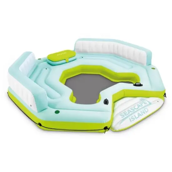 Intex Seascape Island Inflatable Ultimate Water Hangout Lounge with Built In Cooler Area, Cup Holder, and Oversized Backrests image {2}