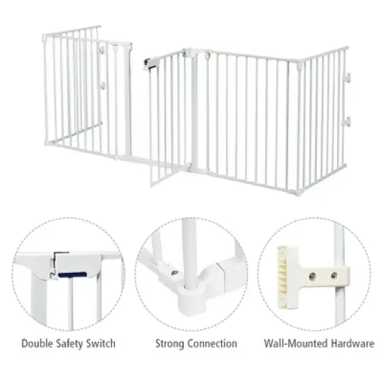 Fireplace Fence Safety Fence Hearth Gate BBQ Metal Fire Gate Pet White image {5}