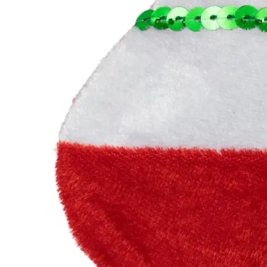 Northlight 18" Green and Red Velvet Sequin Stripe Stocking image {3}