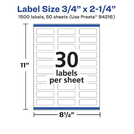 Avery Matte White Rectangle Labels with Sure Feed, 3/4" x 2-1/4" image {4}