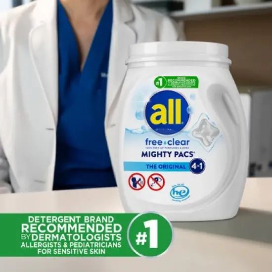 All Mighty Pacs Free Clear Laundry Detergent Pacs image {9}