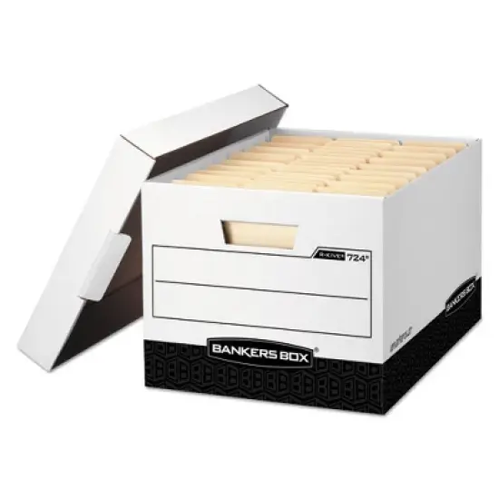 Bankers Box R-KIVE Heavy-Duty Storage Boxes, Letter/Legal Files, 12.75" x 16.5" x 10.38", White/Black, 12/Carton image {5}