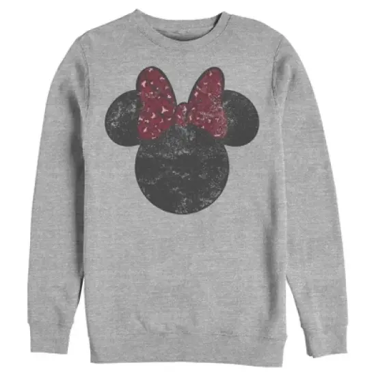 Men's Mickey & Friends Minnie Mouse Distressed Leopard Bow Sweatshirt image {3}