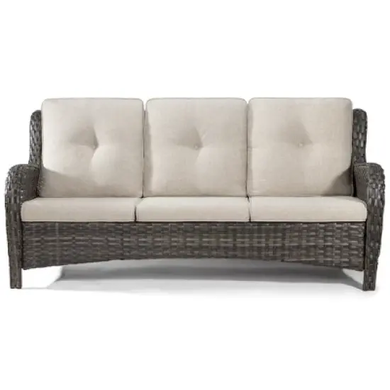UPTIOT 73'' Wicker Outdoor Patio Sofa image {9}
